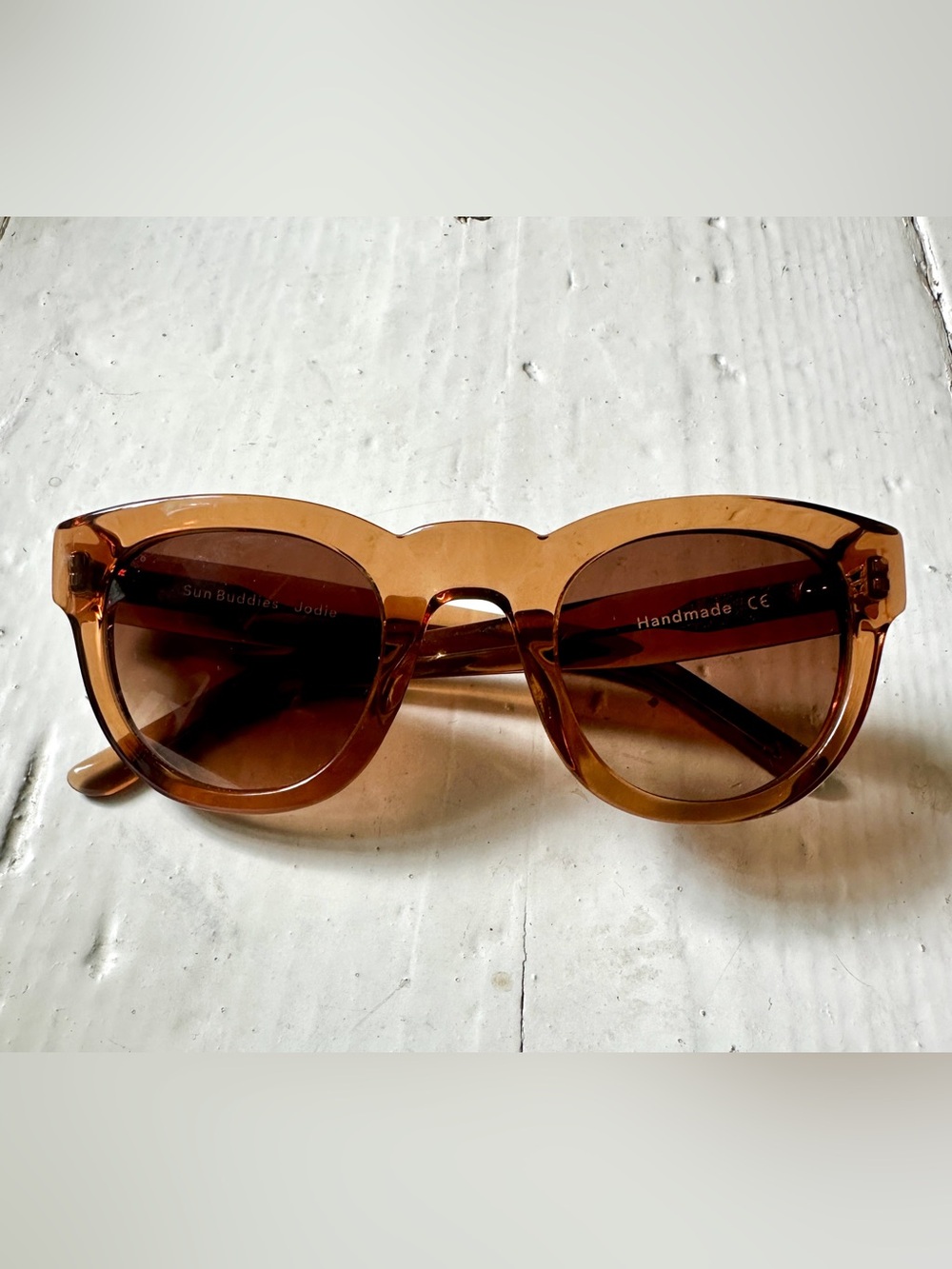 Sun Buddies Jodie Sunglasses Amber Brown Handmade Sweden w/ Case Excellent